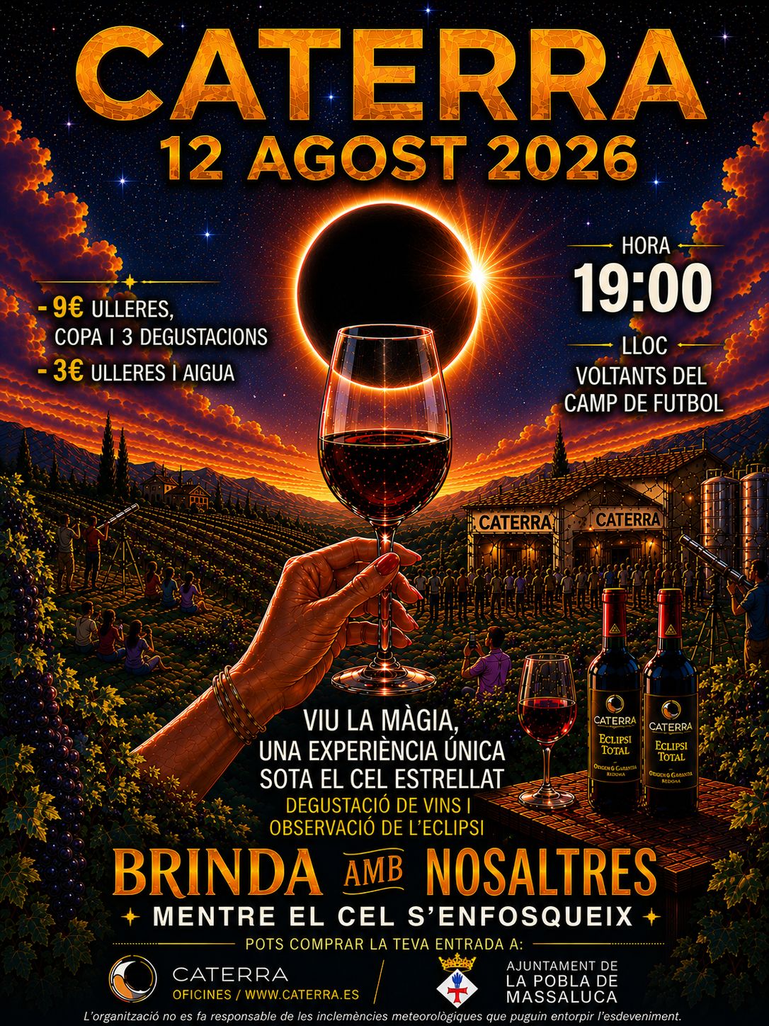 entrada degustació de vins i observació de l’eclipsi